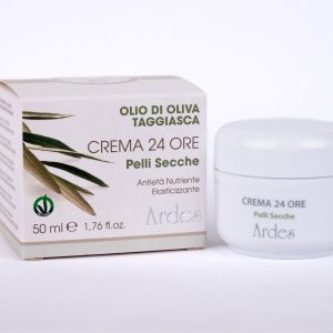 Crema 24 horas piel seca con aceite de oliva que hidrata, nutre y refuerza la barrera cutánea. Tradición cosmética italiana desde 1971.